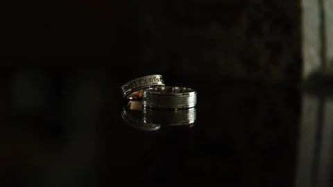 Wedding Rings on  black 스톡 동영상 156834075