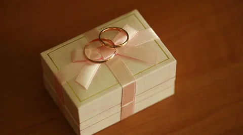 Wedding Rings on a Box Stock Footage 32177369