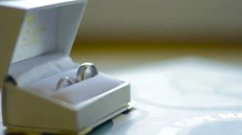 Wedding Rings In Box Stock Footage 53488130