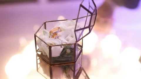 Wedding rings in the box. Loft style. Wedding. Wedding ring. Stock Footage 106799230