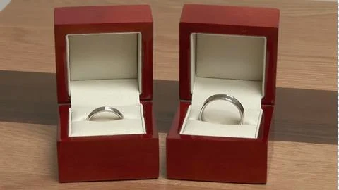 Wedding Rings in boxes Stock Photos
