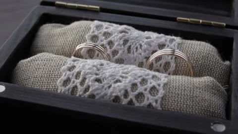 Wedding rings in a case Stock Footage 145671426