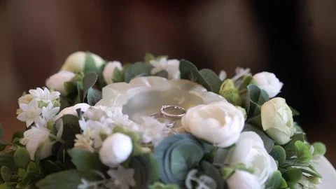 Wedding rings at ceremony Stock Footage 89833339