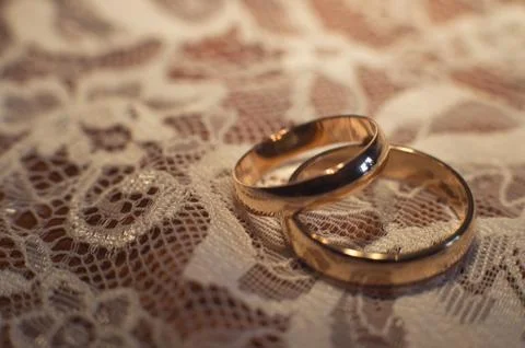 Wedding rings, close-up Stock Photos