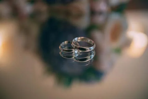 Wedding rings closeup 写真素材