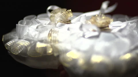 Wedding rings on a cushion Stock Footage 55862901