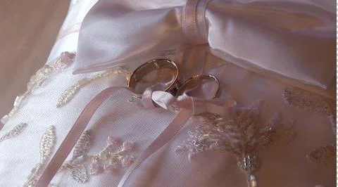 Wedding Rings on Cushion Stock Photos