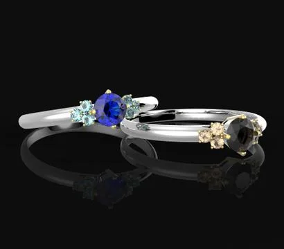 Wedding rings with diamonds. 3D rendering Stock Illustration