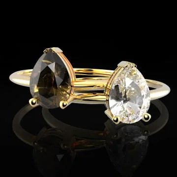 Wedding rings with diamonds. 3D rendering Stock Illustration