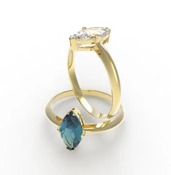 Wedding rings with diamonds. 3D rendering Stock Illustration
