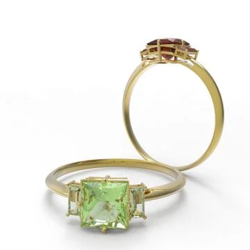 Wedding rings with diamonds. 3D rendering Stock Illustration