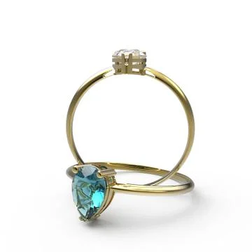 Wedding rings with diamonds. 3D rendering Illustrazione stock