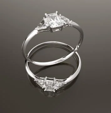 Wedding rings with diamonds. 3D rendering Stock Illustration