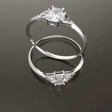 Wedding rings with diamonds. 3D rendering Stock Illustration