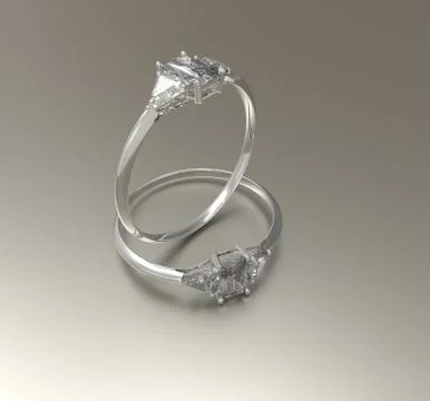 Wedding rings with diamonds. 3D rendering Stock Illustration