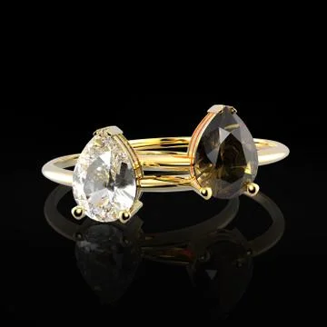 Wedding rings with diamonds. 3D rendering Stock Illustration