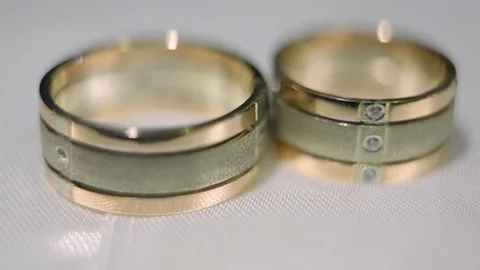Wedding rings with diamonds. Stock Footage 75073536