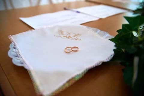 Wedding rings with different backgrounds Stock Photos