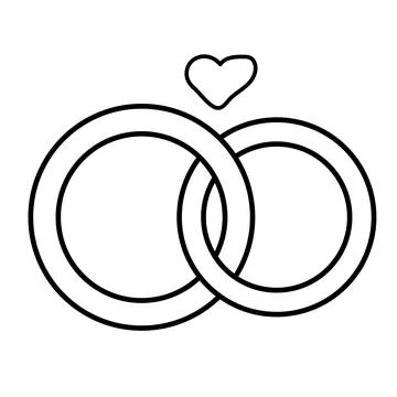 Wedding rings doodle icon. Flat design. Happy couple symbol. Ilustração Stock
