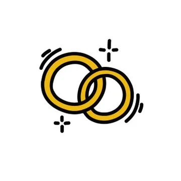 Wedding rings doodle icon, vector color illustration Stock Illustration