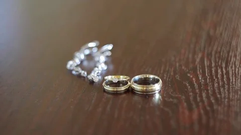 Wedding rings with Earrings Stock Footage 78223084
