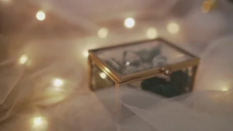 Wedding rings in glass ring box Stock Footage 153493364