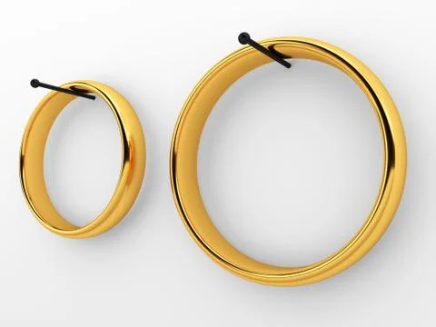 Wedding rings hanging on nails Illustrazione stock