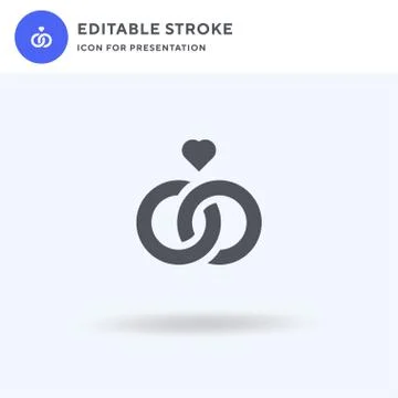 Wedding Rings icon vector, filled flat sign, solid pictogram isolated on white Stock Illustration