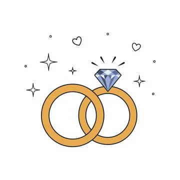 Wedding rings icon. Vector illustration isolated on white background. Stock Illustration