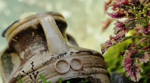 Wedding Rings on a Jar Stock Footage 24802437