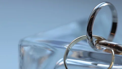 Wedding Rings macro closeup Gold diamon Jewellery Video stock 93714148