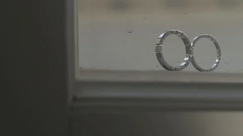 Wedding Rings macro closeup white gold diamon Jewellery Video stock 93507808