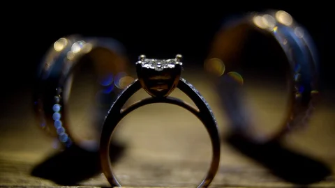 Wedding rings macro Stock Footage 129004078