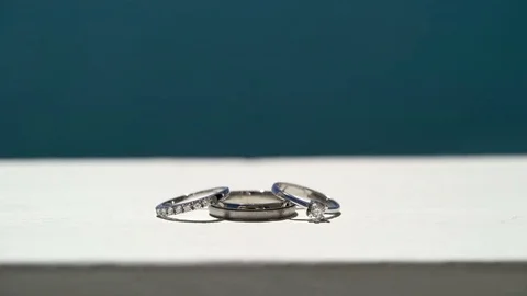 Wedding rings near sea Stock Footage