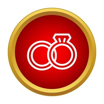 Wedding rings outline icon representing commitment and union Stock Illustration