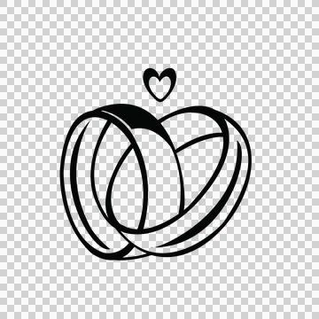 Wedding Rings Overlapping With Heart And Jewelry Stock-Illustration