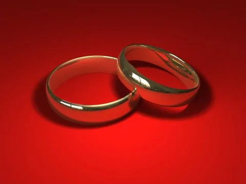 Wedding rings on red Ilustração Stock