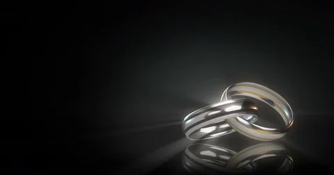 Wedding Rings Rotation Loop Black Background Stock Footage 72453620