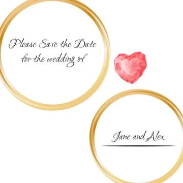 Wedding Rings. Save The Date Invitation Card. Vector Illustration Isolated On Stock Illustration