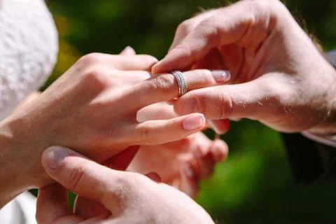 Wedding rings. Selective focus. Stock Photos