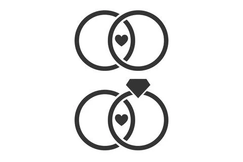 Wedding rings. Simple icon set. Flat style element for graphic design. Vector Stock Illustration