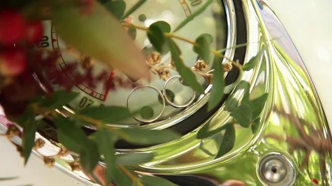 Wedding rings on the speedometer of the motorcycle. Stock Footage 81811512