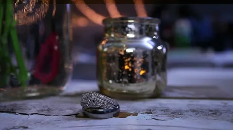 Wedding rings stacked Stock Footage 55385655