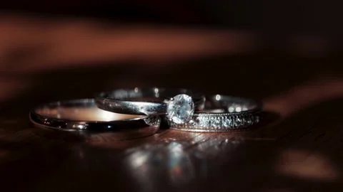 Wedding rings on the table 4K Stock Footage 170145291