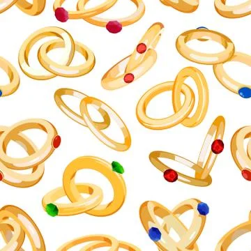Wedding rings vector set engagement symbol gold silver jewellery for proposal Ilustração Stock