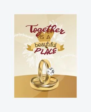 Wedding rings vector wed shop of engagement symbol gold jewellery for proposal Stock Illustration