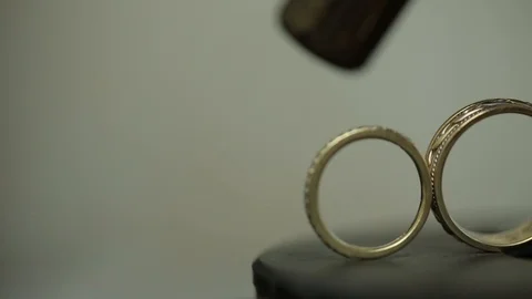 Wedding Rings Vintage microscope closeup camera slider movement Stock Footage 114491051