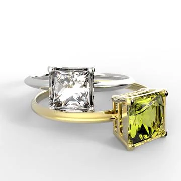 Wedding rings wiith diamond. 3D illustration Stock Illustration