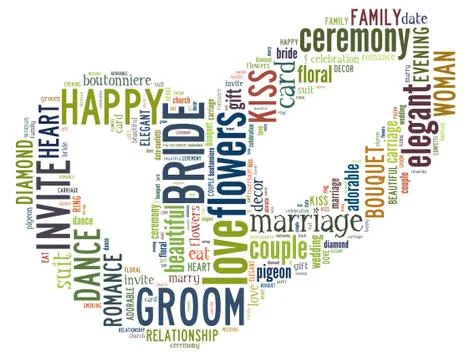 Wedding rings, word cloud concept Illustrazione stock