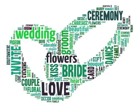 Wedding rings, word cloud concept Illustrazione stock